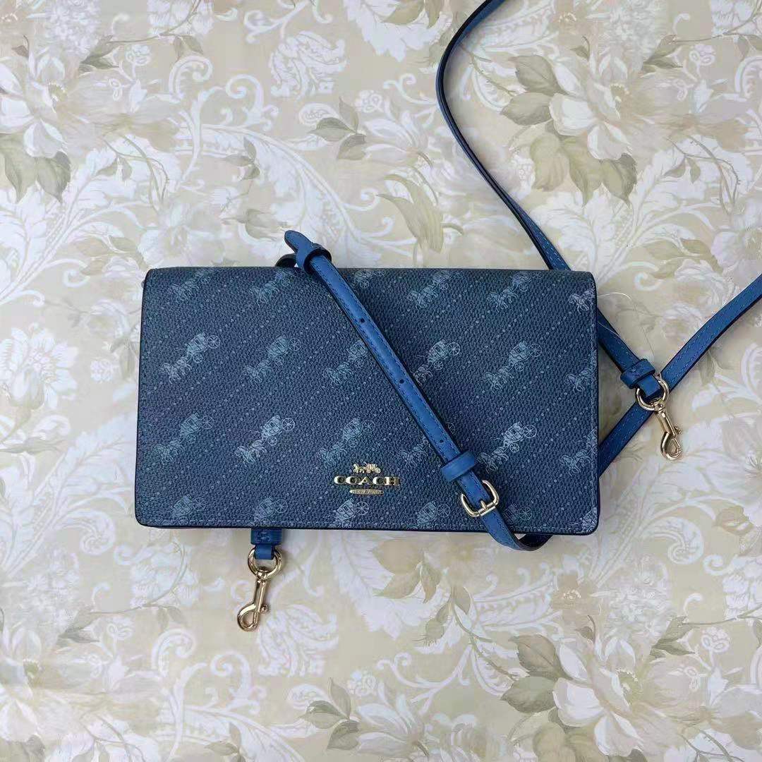 COACH C4028 ANNA WOMEN'S FOLDOVER CROSSBODY CLUTCH DENIM COACH C4028 ANNA WOMEN'S FOLDOVER CROSSBODY CLUTCH DENIM